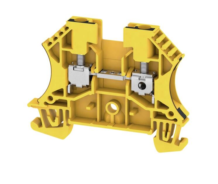 Weidmüller W-Series WDU 4 GE/SW 1020190000 Feed-through terminal, Screw connection, 4 mm², 800 V, 32 A, Yellow, Black